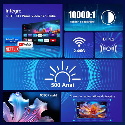 HY320 Smart Projector – Modèle Android, WiFi intégré avec haut-parleur